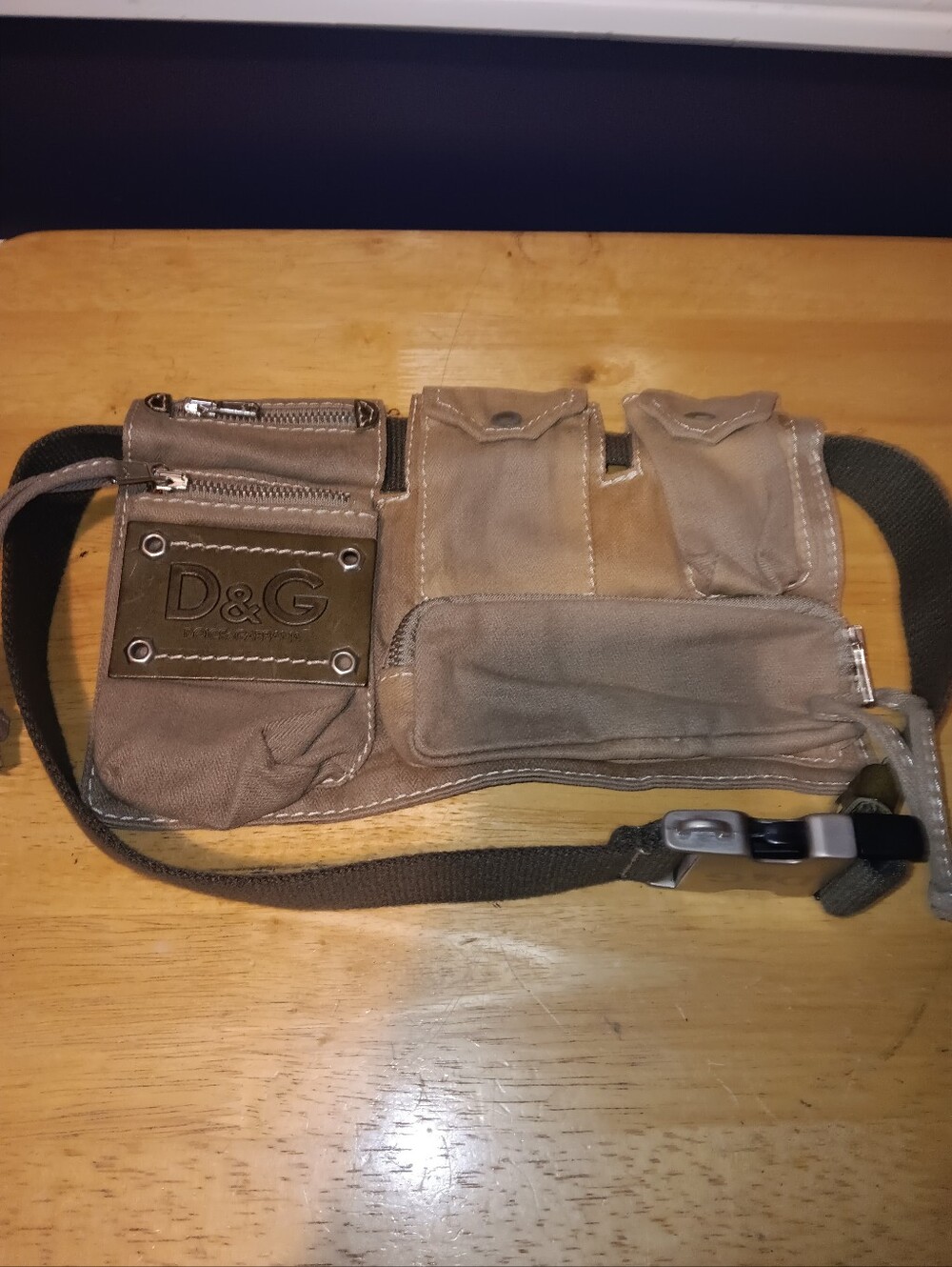 Dolce & Gabbana Canvas Beige Utility Waist Bag